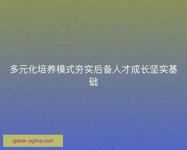 多元化培养模式夯实后备人才成长坚实基础